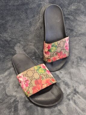 Gucci GG Supreme Blooms Flora Slides 408508 38 160 USA 7.5 SANDALS GLUED